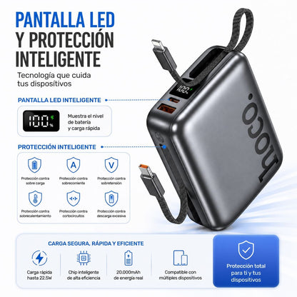 HOCO Q39 de 20000 mAh Carga Rápida con Cable