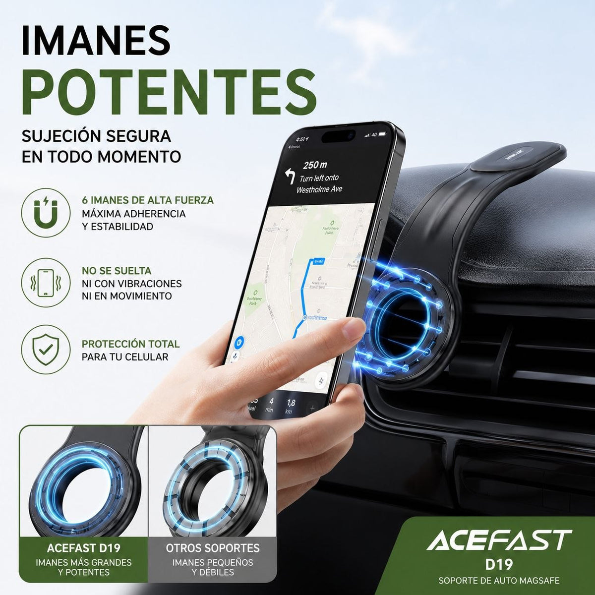 ACEFAST D19 Soporte de auto para iPhone