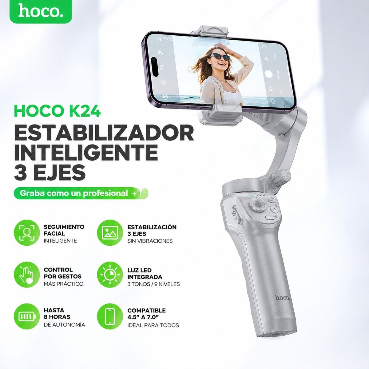 HOCO K24 Estabilizador inteligente de 3 ejes