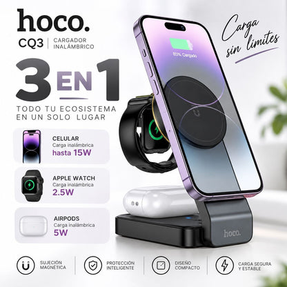 HOCO CQ3 Base inalámbrica 3en1 para iPhone