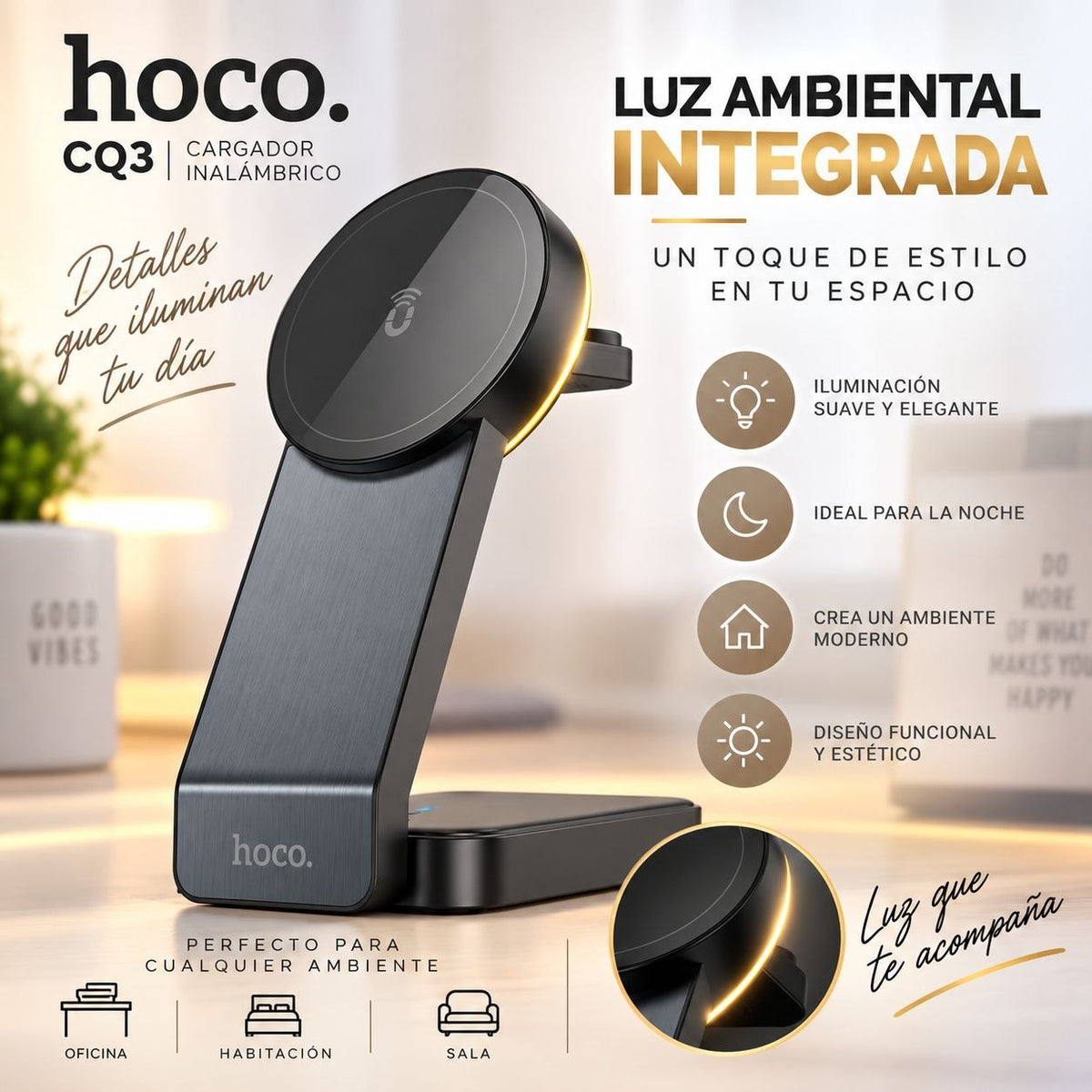 HOCO CQ3 Base inalámbrica 3en1 para iPhone