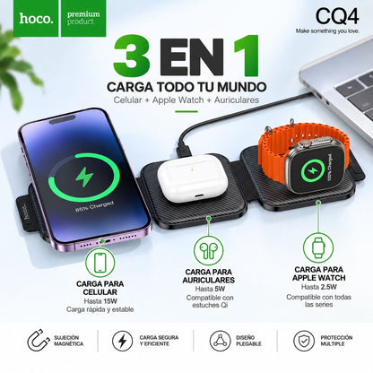 HOCO CQ4 Base inalámbrica 3en1 para iPhone