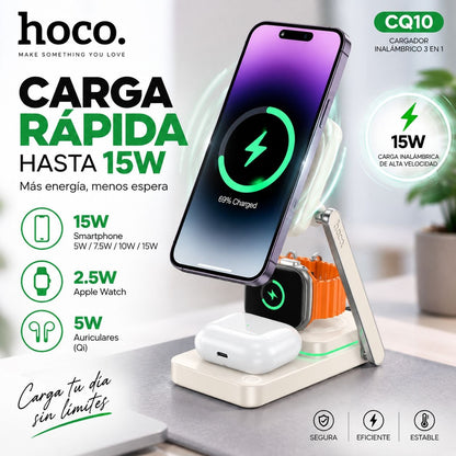 HOCO CQ10 Base inalámbrica 3en1 para iPhone