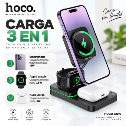 HOCO CQ10 Base inalámbrica 3en1 para iPhone