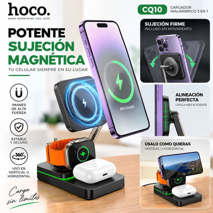 HOCO CQ10 Base inalámbrica 3en1 para iPhone