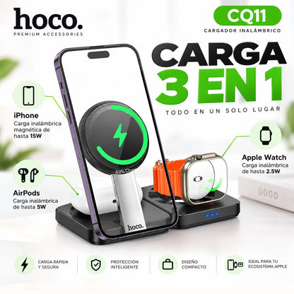 HOCO CQ11 Base inalámbrica 3en1 para iPhone
