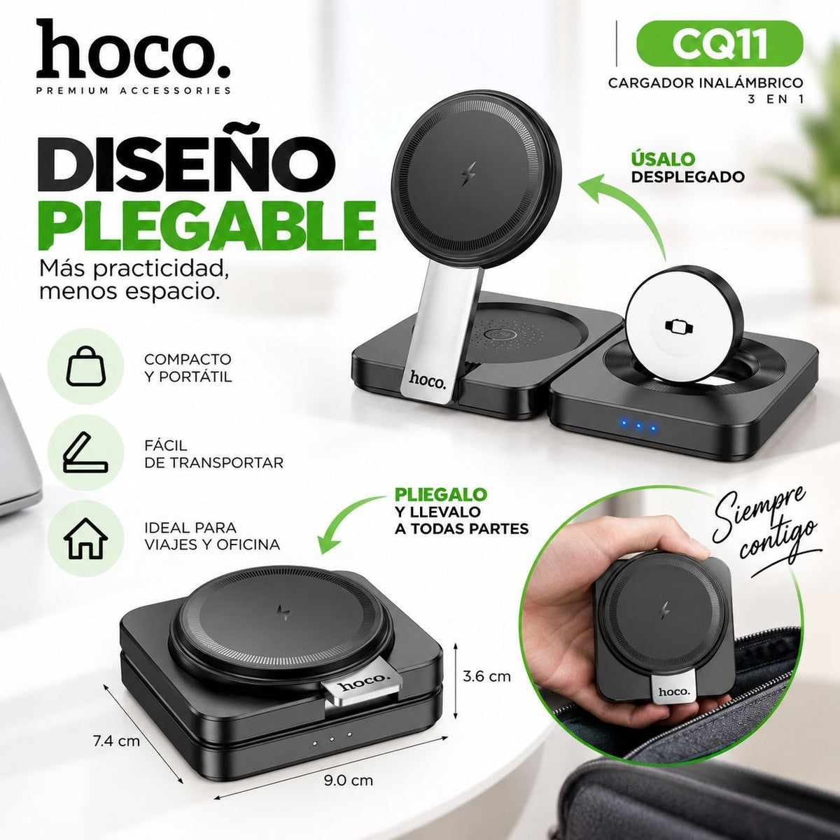 HOCO CQ11 Base inalámbrica 3en1 para iPhone