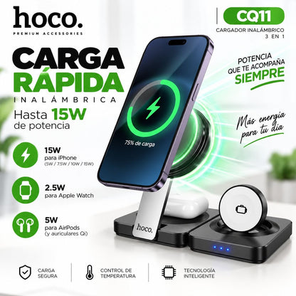HOCO CQ11 Base inalámbrica 3en1 para iPhone