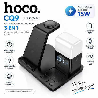 HOCO CQ9 Base inalámbrica 3en1 para iPhone y Samsung