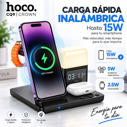HOCO CQ9 Base inalámbrica 3en1 para iPhone y Samsung