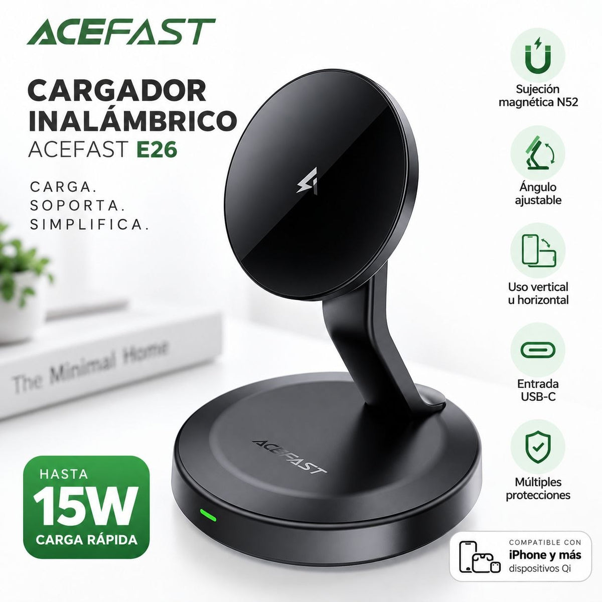 ACEFAST E26 Base de carga inalámbrica rápida MagSafe