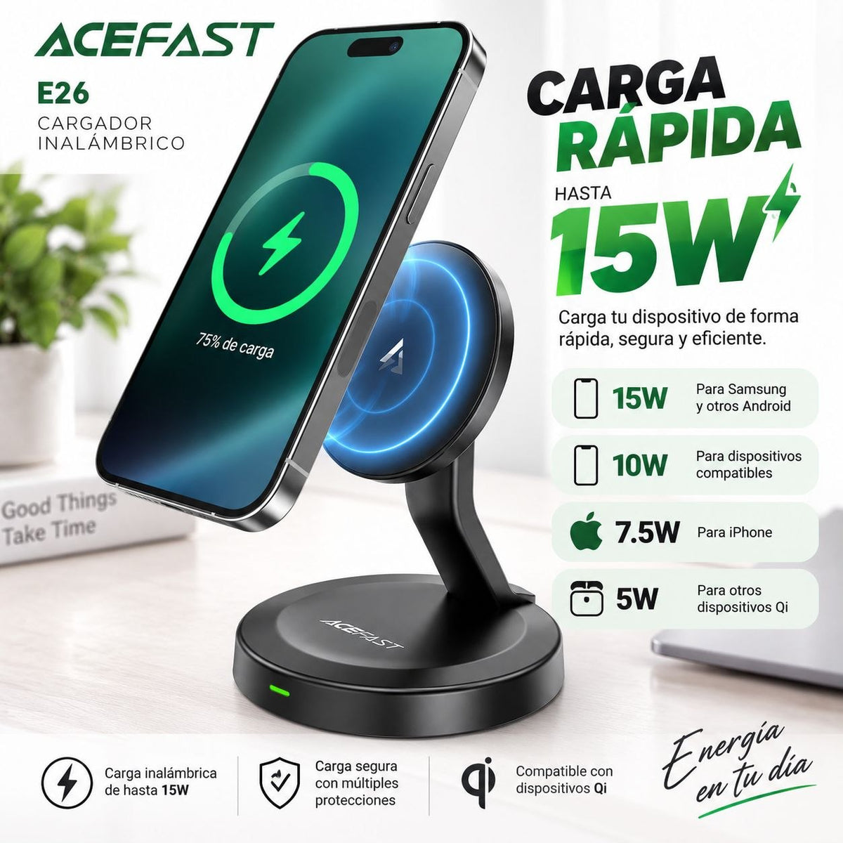 ACEFAST E26 Base de carga inalámbrica rápida MagSafe