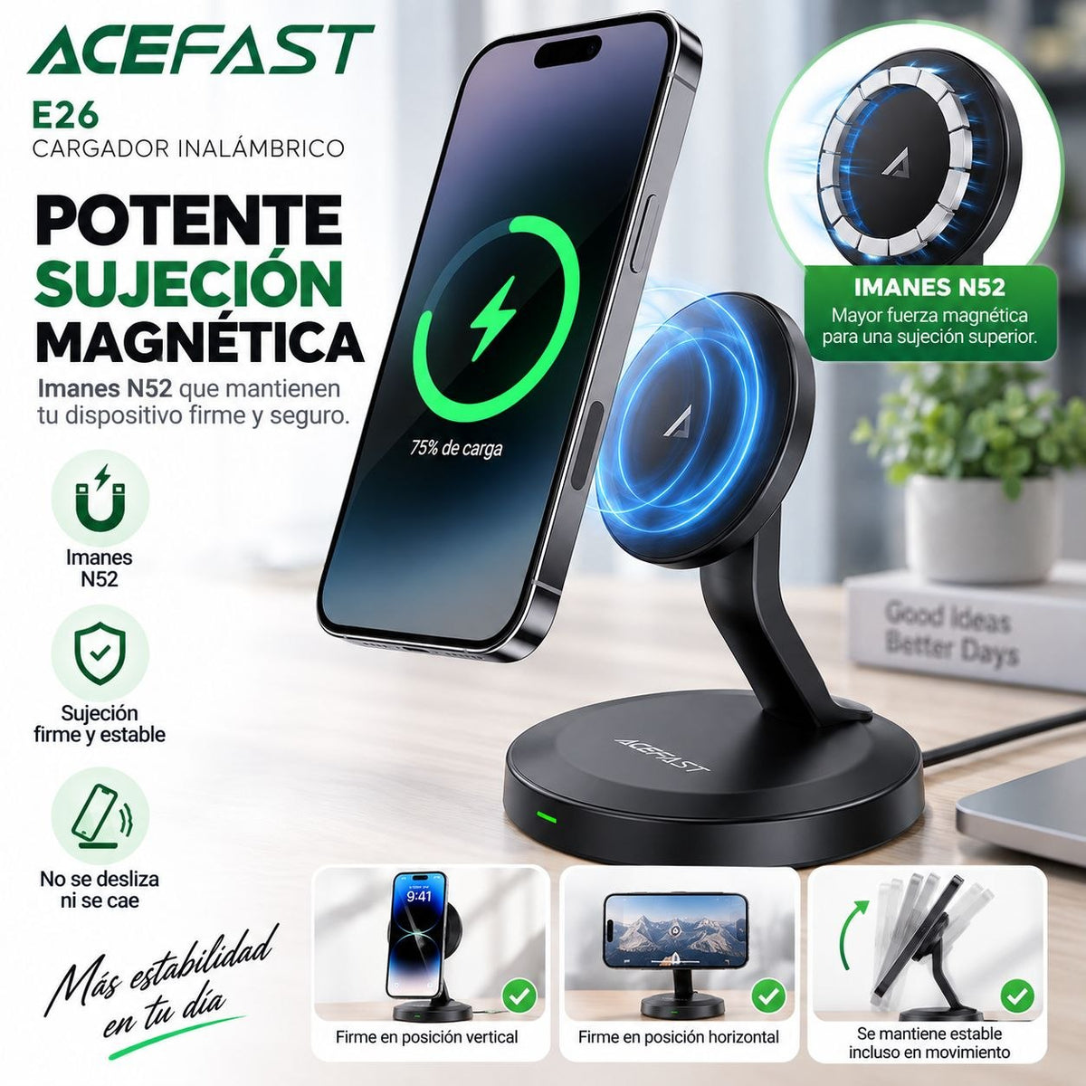 ACEFAST E26 Base de carga inalámbrica rápida MagSafe