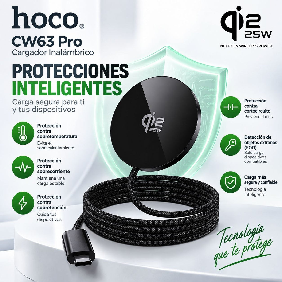 HOCO CW63 Cargador Inalámbrico MagSafe Qi2