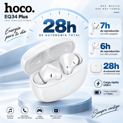 HOCO EQ34 Audífonos TWS con ANC y ENC compatible con APP