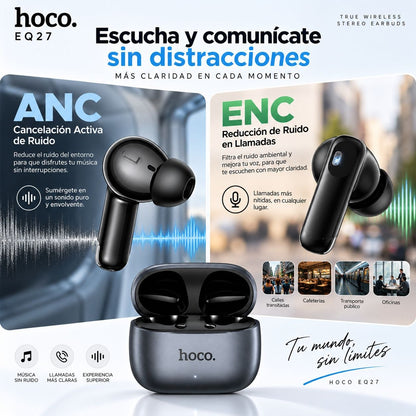 HOCO EQ27 Audífonos TWS Traductor IA con ANC y ENC