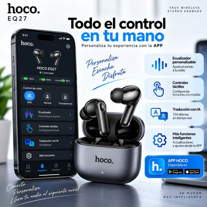 HOCO EQ27 Audífonos TWS Traductor IA con ANC y ENC