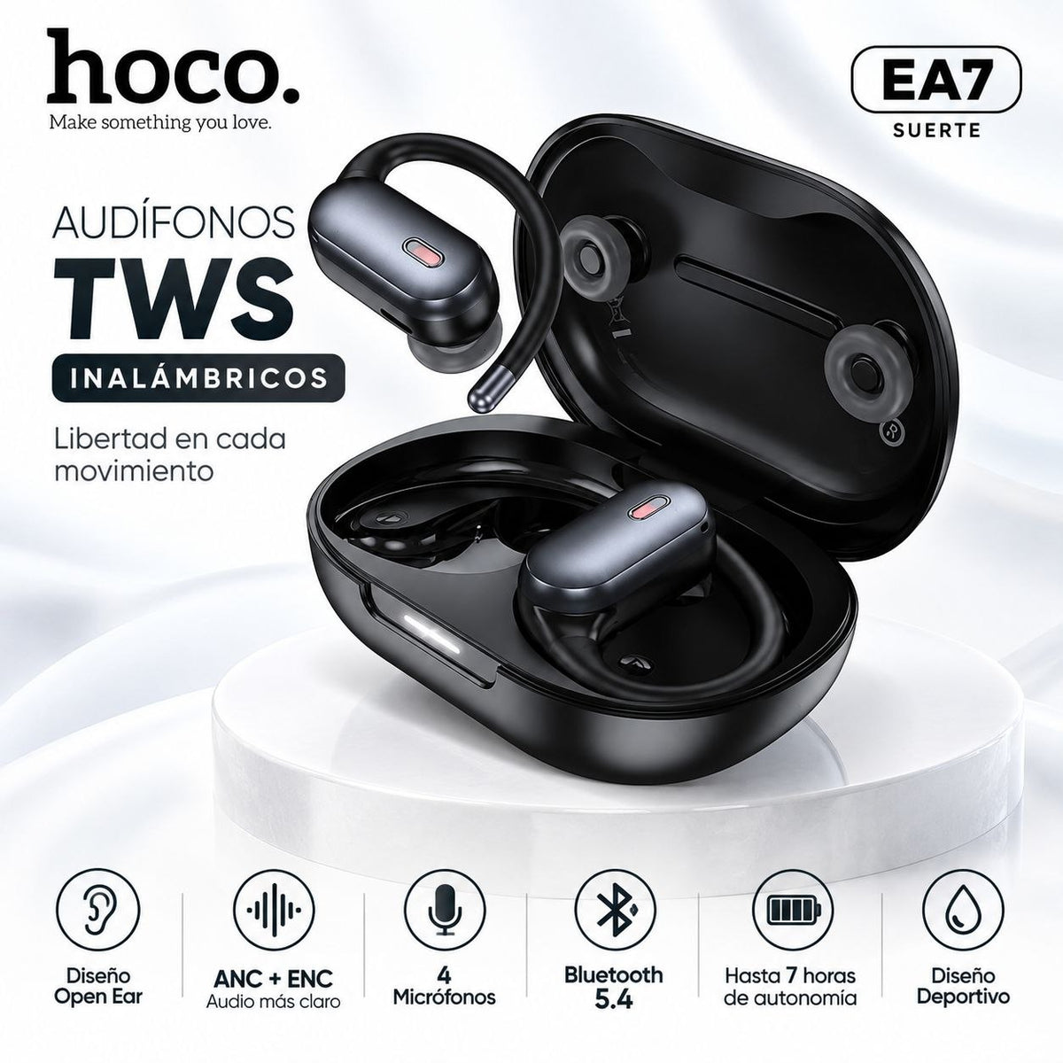 HOCO EA7 Audífonos TWS abiertos con ANC y ENC