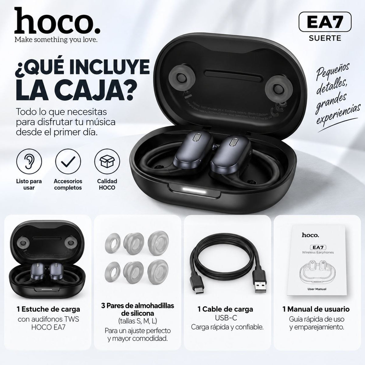 HOCO EA7 Audífonos TWS abiertos con ANC y ENC