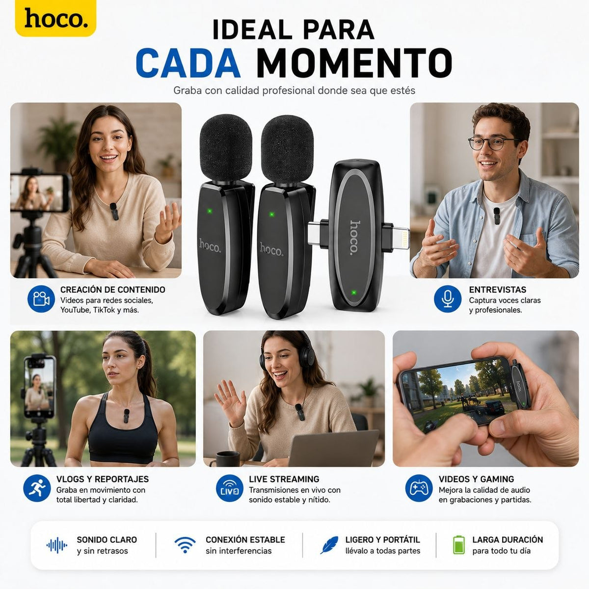 HOCO L15  Micrófono Dual de doble receptor