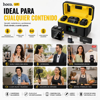 HOCO L17  Micrófono Dual de doble receptor de solapa