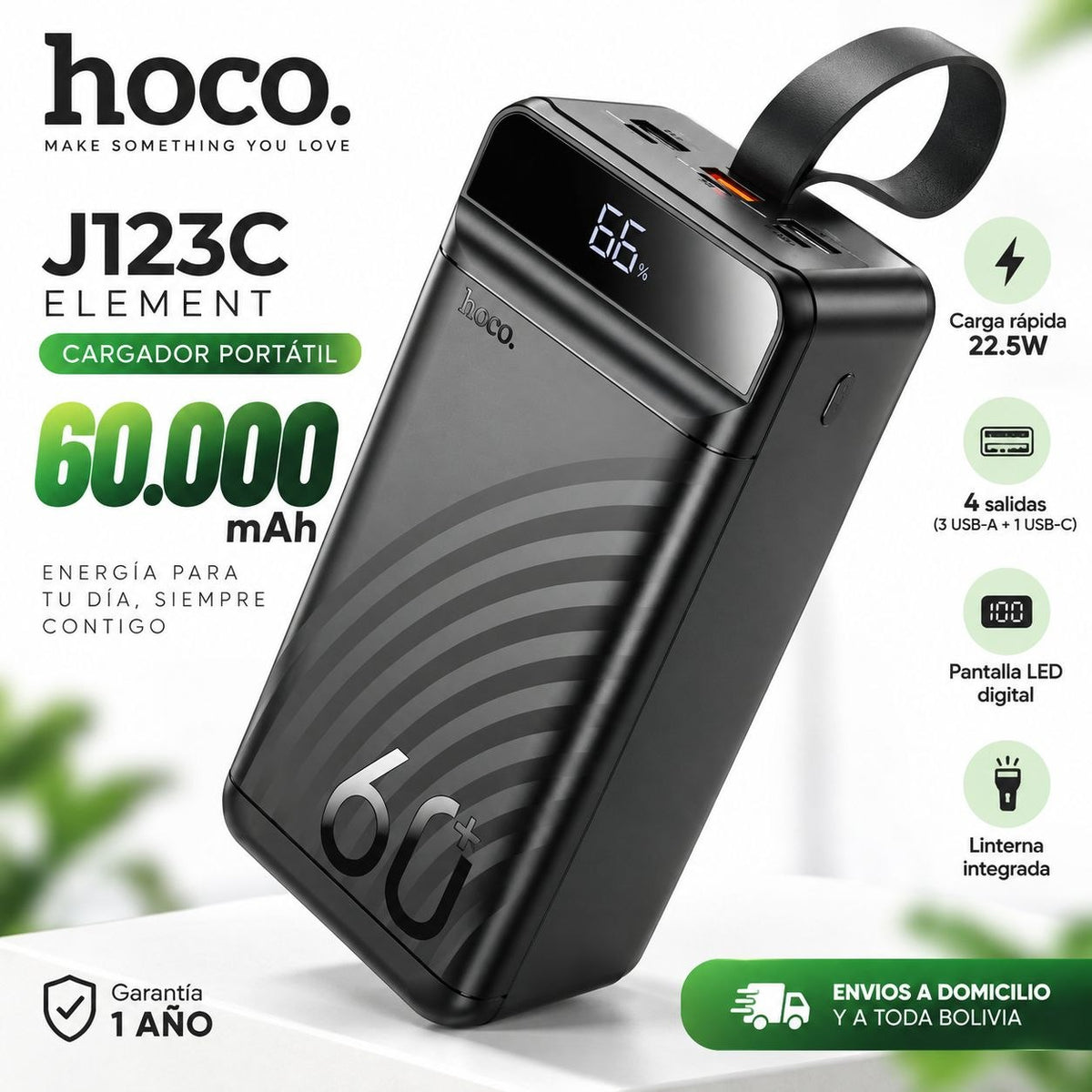 HOCO J123C de 60000 mAh Carga rápida