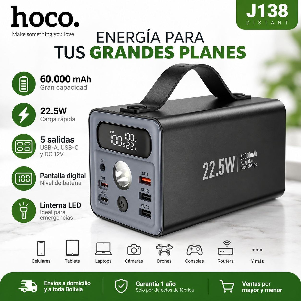 HOCO J138 de 60000 mAh Carga rápida
