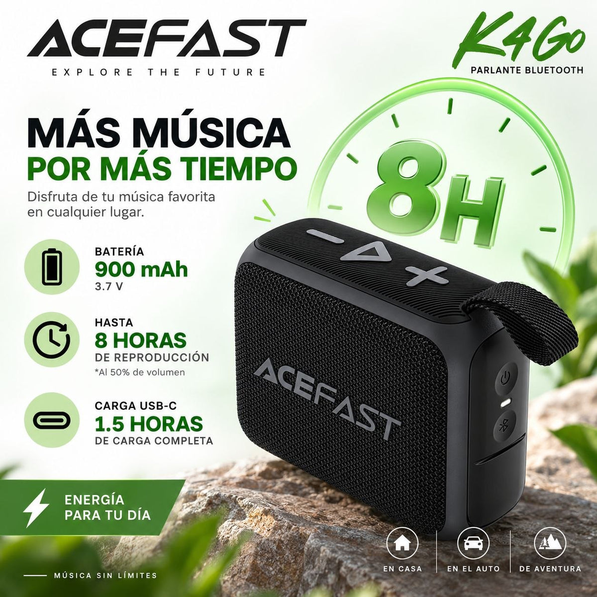 ACEFAST K4 Go Parlante Bluetooth compacto IPX7