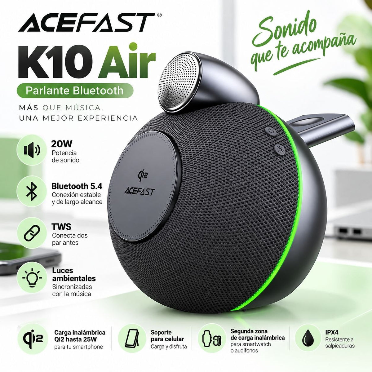 ACEFAST K10 Air Parlante + Cargador Qi2 3en1