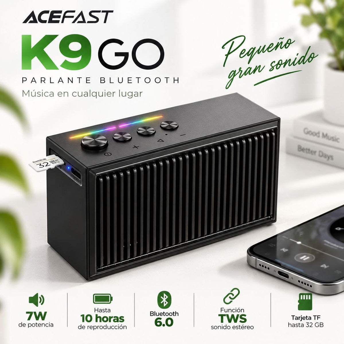 ACEFAST K9 Go Parlante Bluetooth Compacto