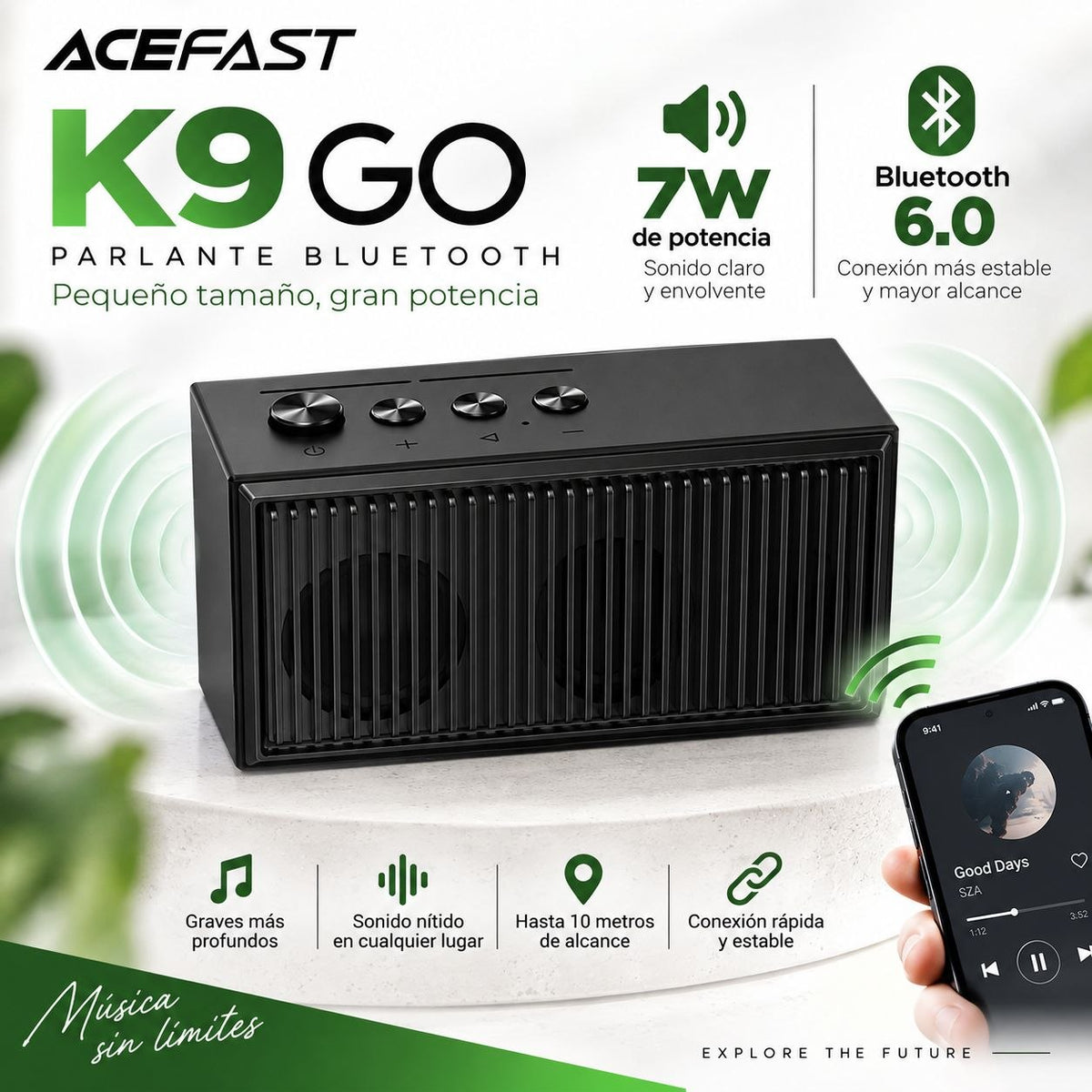 ACEFAST K9 Go Parlante Bluetooth Compacto
