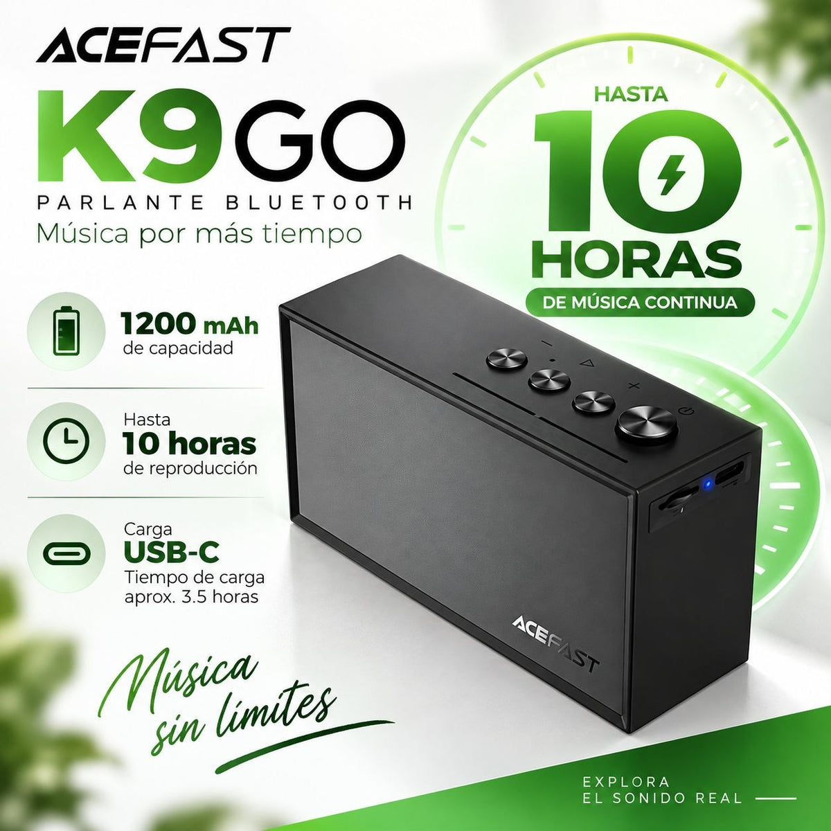 ACEFAST K9 Go Parlante Bluetooth Compacto