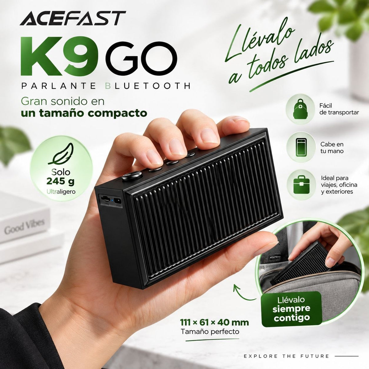 ACEFAST K9 Go Parlante Bluetooth Compacto