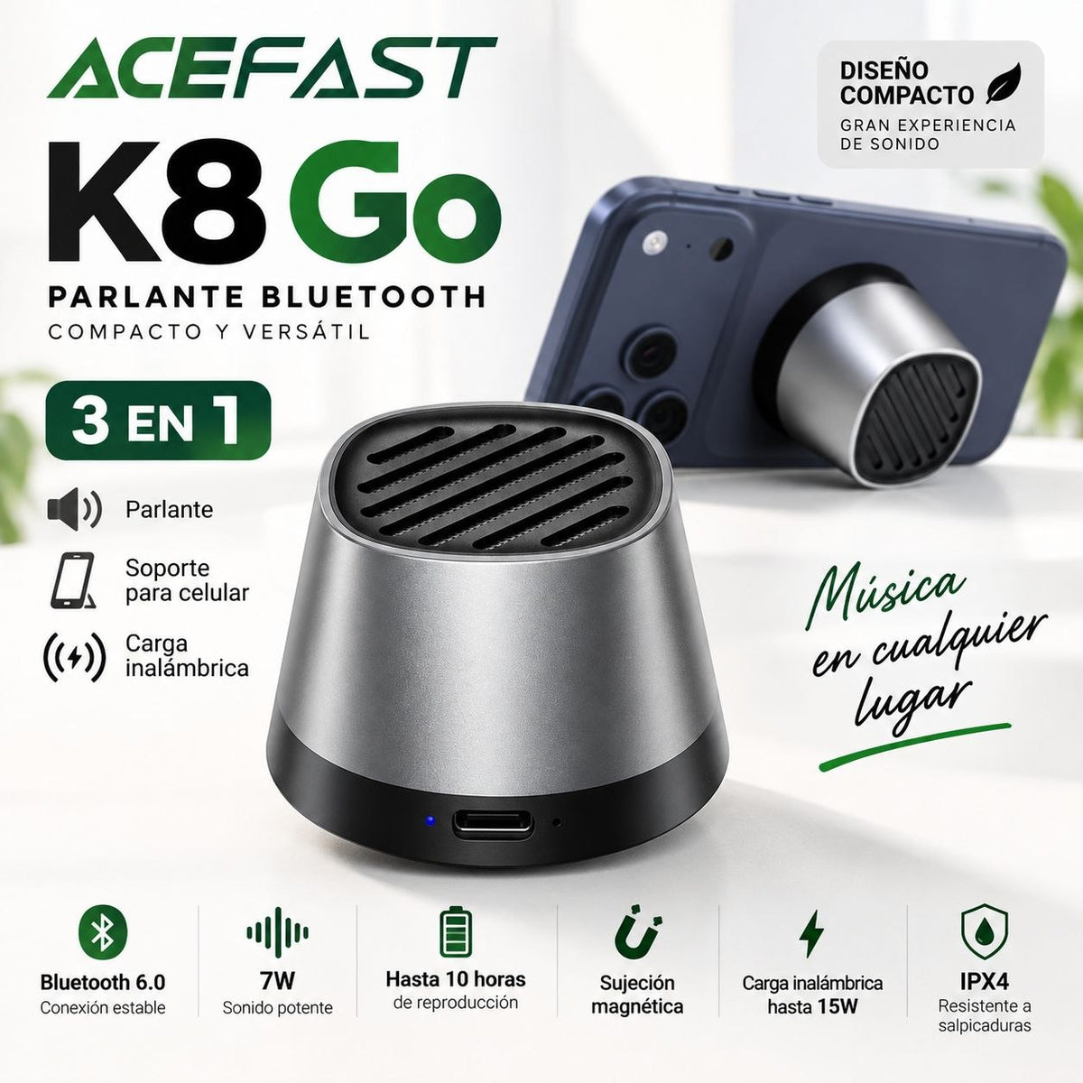 ACEFAST K8 Go Parlante Bluetooth Magsafe