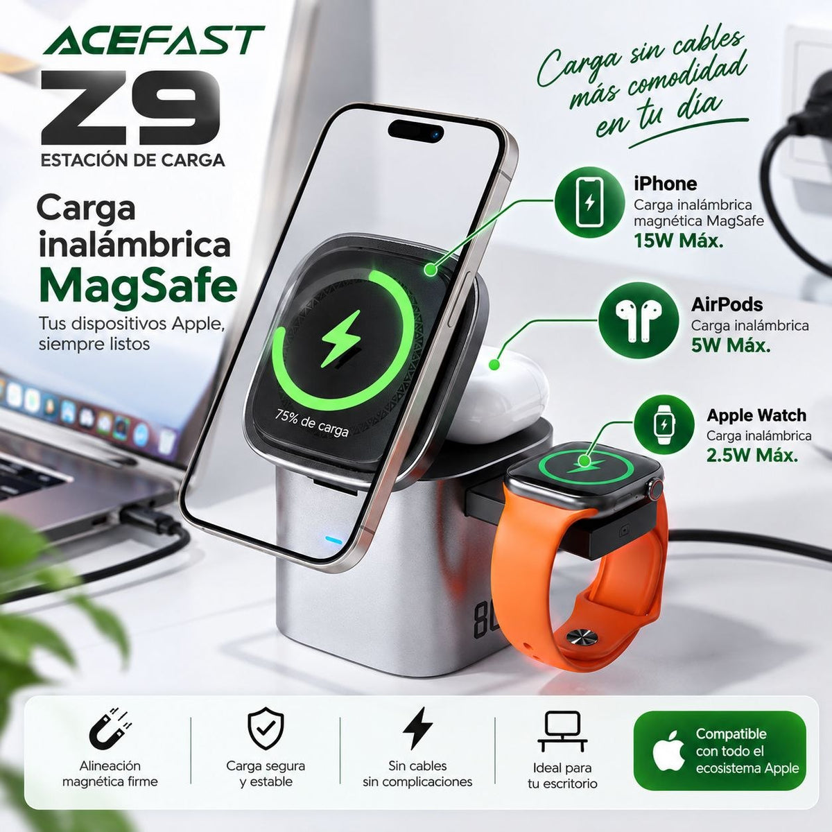 ACEFAST Z9 Estación de Carga 6en1
