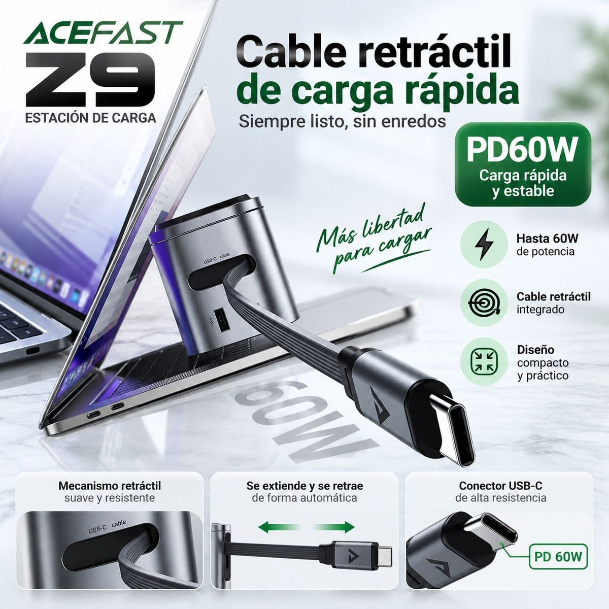 ACEFAST Z9 Estación de Carga 6en1