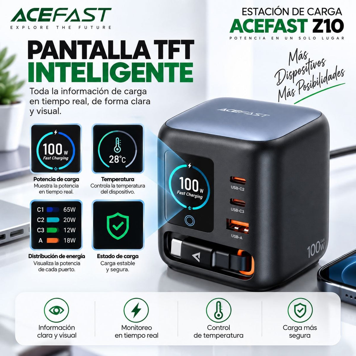 ACEFAST Z10 Estación de Carga 4en1