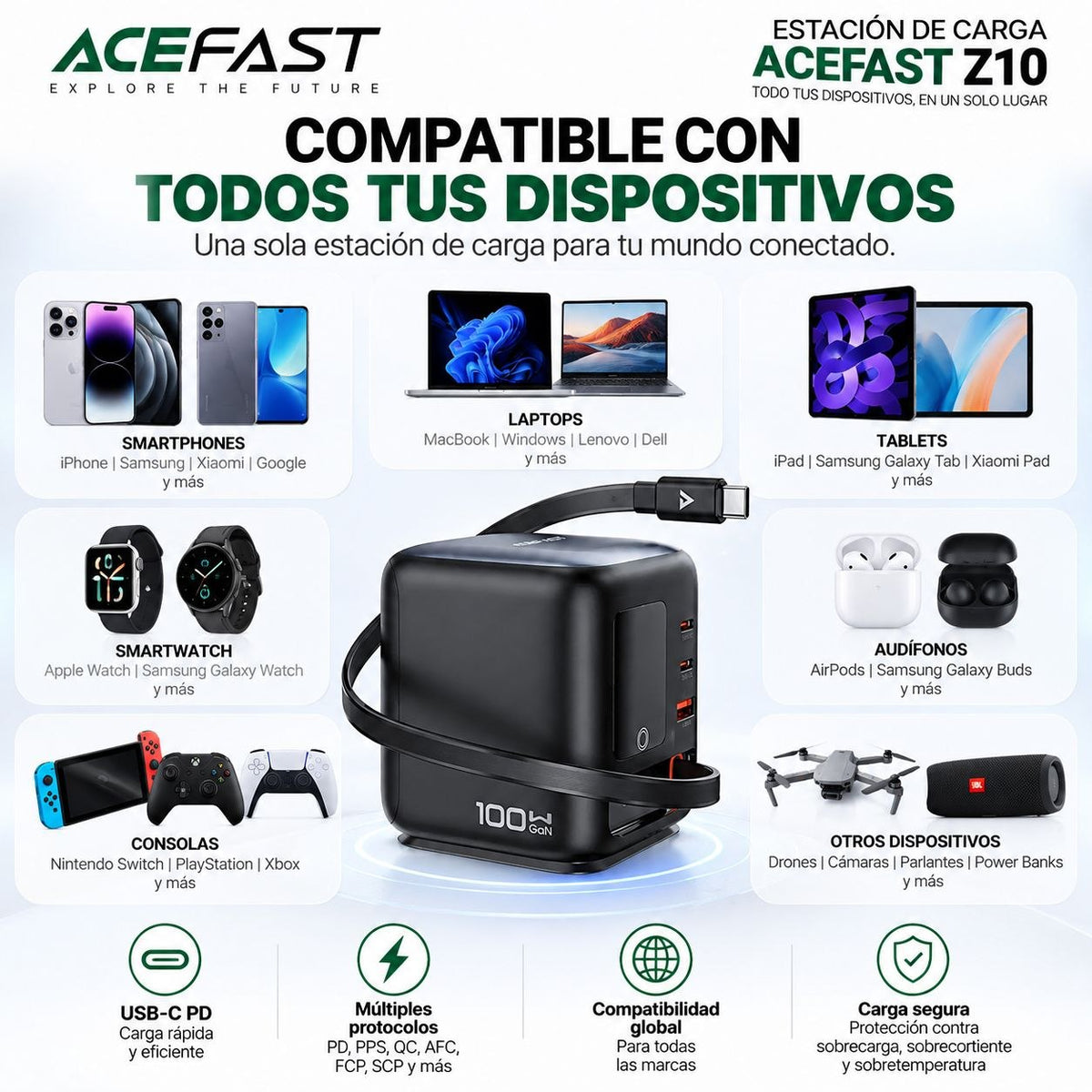 ACEFAST Z10 Estación de Carga 4en1