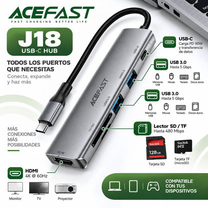 ACEFAST J18 Adaptador HUB Tipo-C 6en1