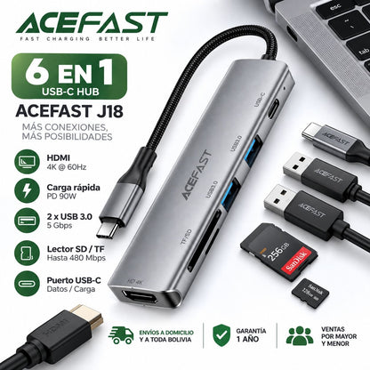 ACEFAST J18 Adaptador HUB Tipo-C 6en1