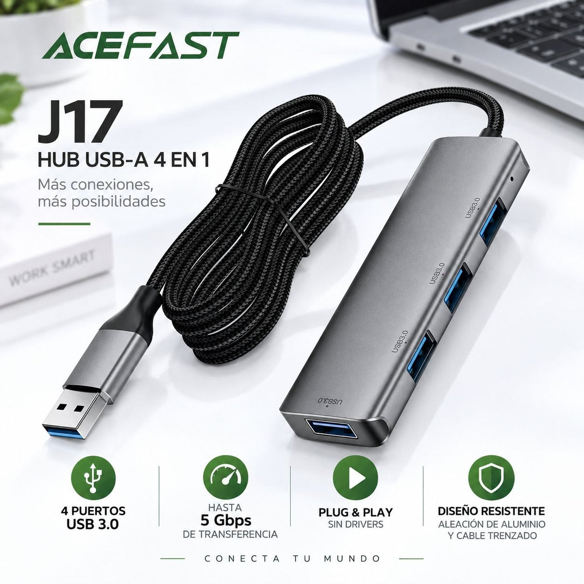 ACEFAST J17 Adaptador HUB USB 4en1