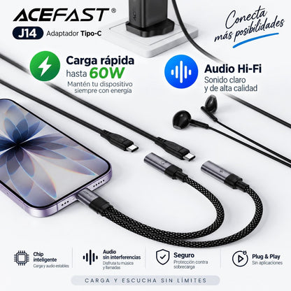ACEFAST J14 Adaptador Tipo-C a Tipo-C 2en1
