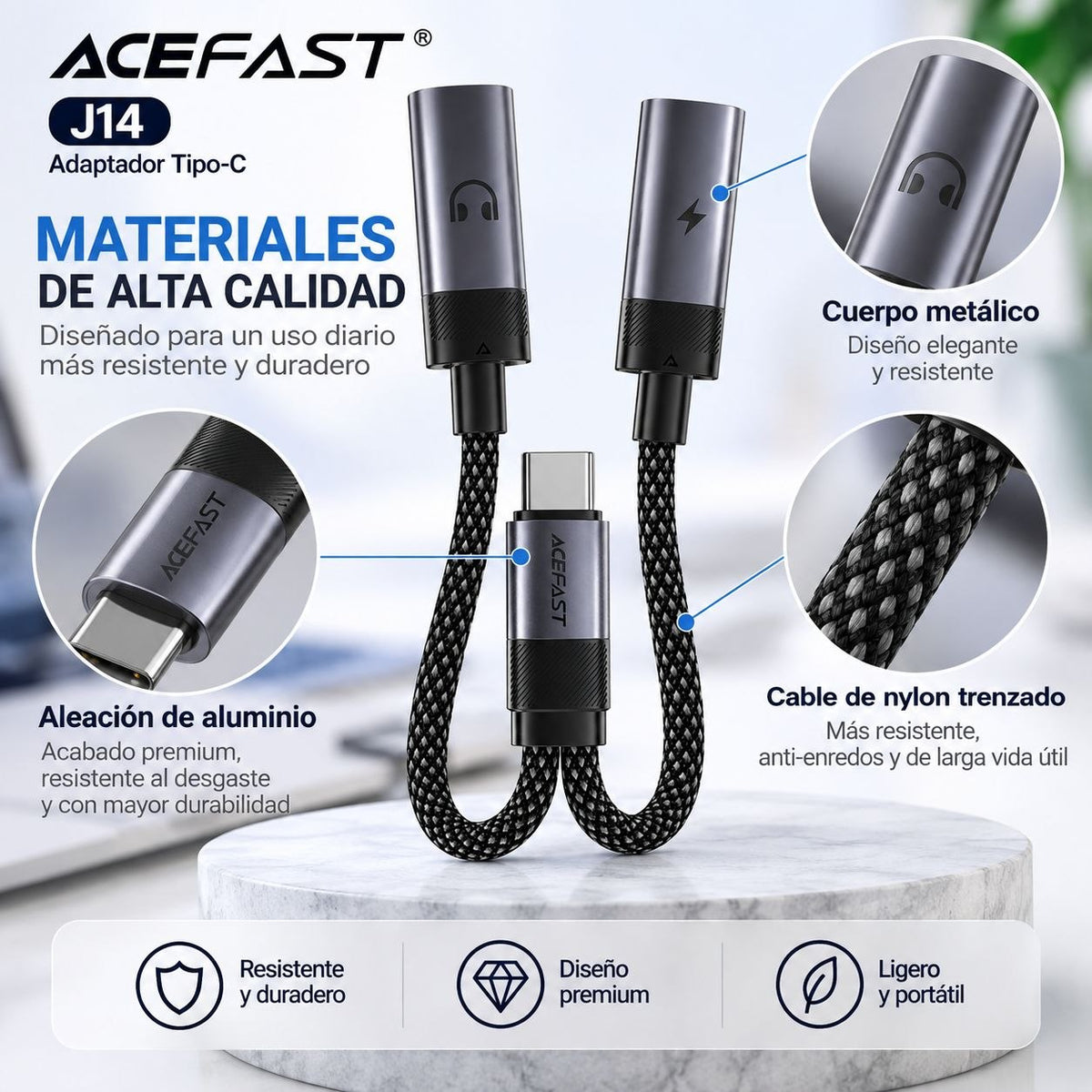 ACEFAST J14 Adaptador Tipo-C a Tipo-C 2en1