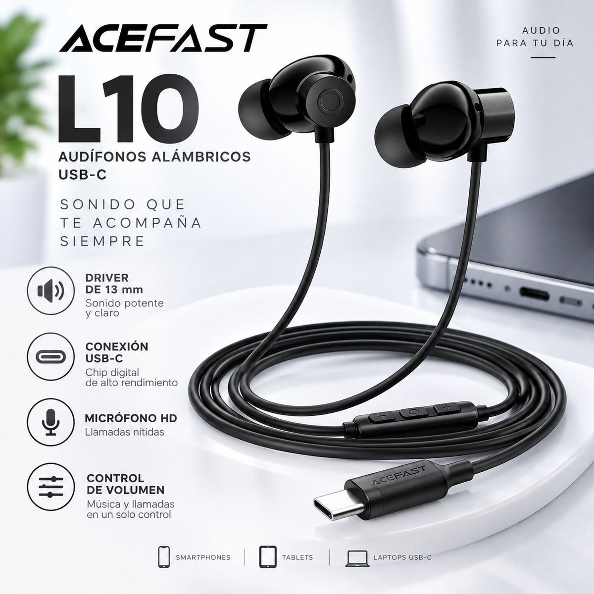 ACEFAST L10 Audífonos Tipo C