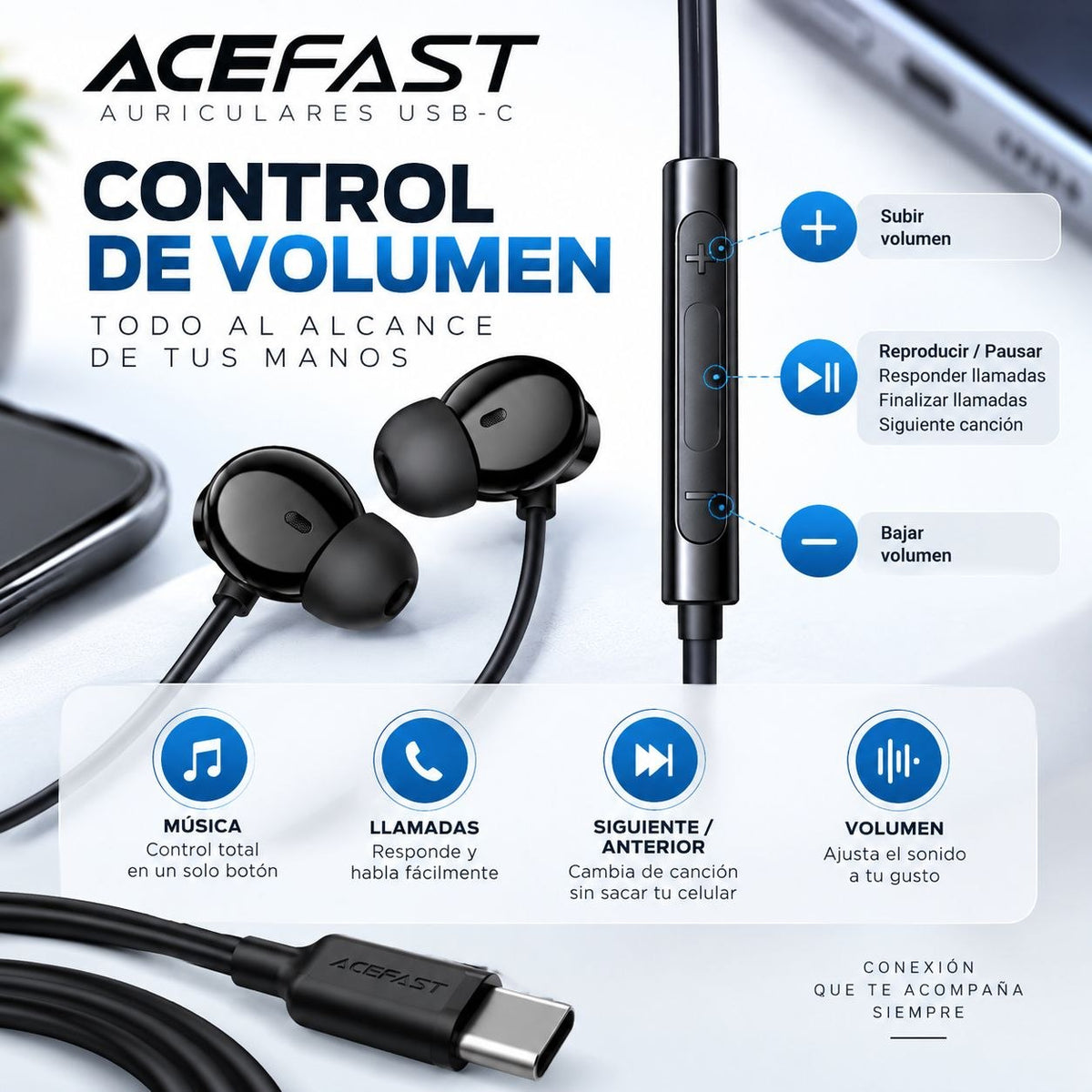 ACEFAST L10 Audífonos Tipo C