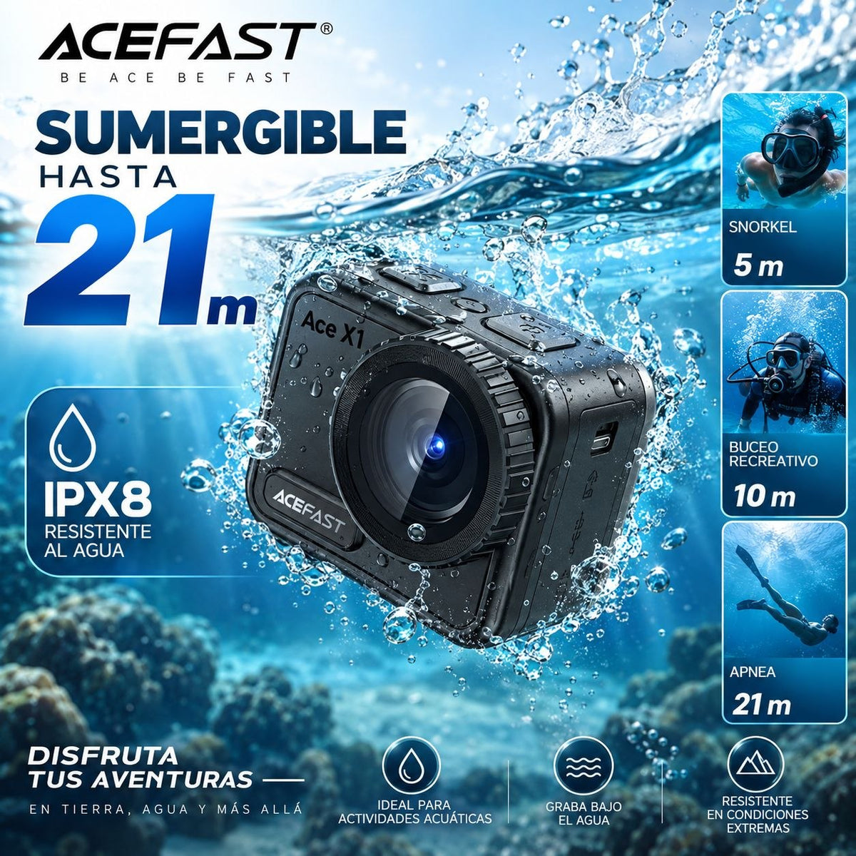 ACEFAST X1 Cámara Sport 4K Sumergible