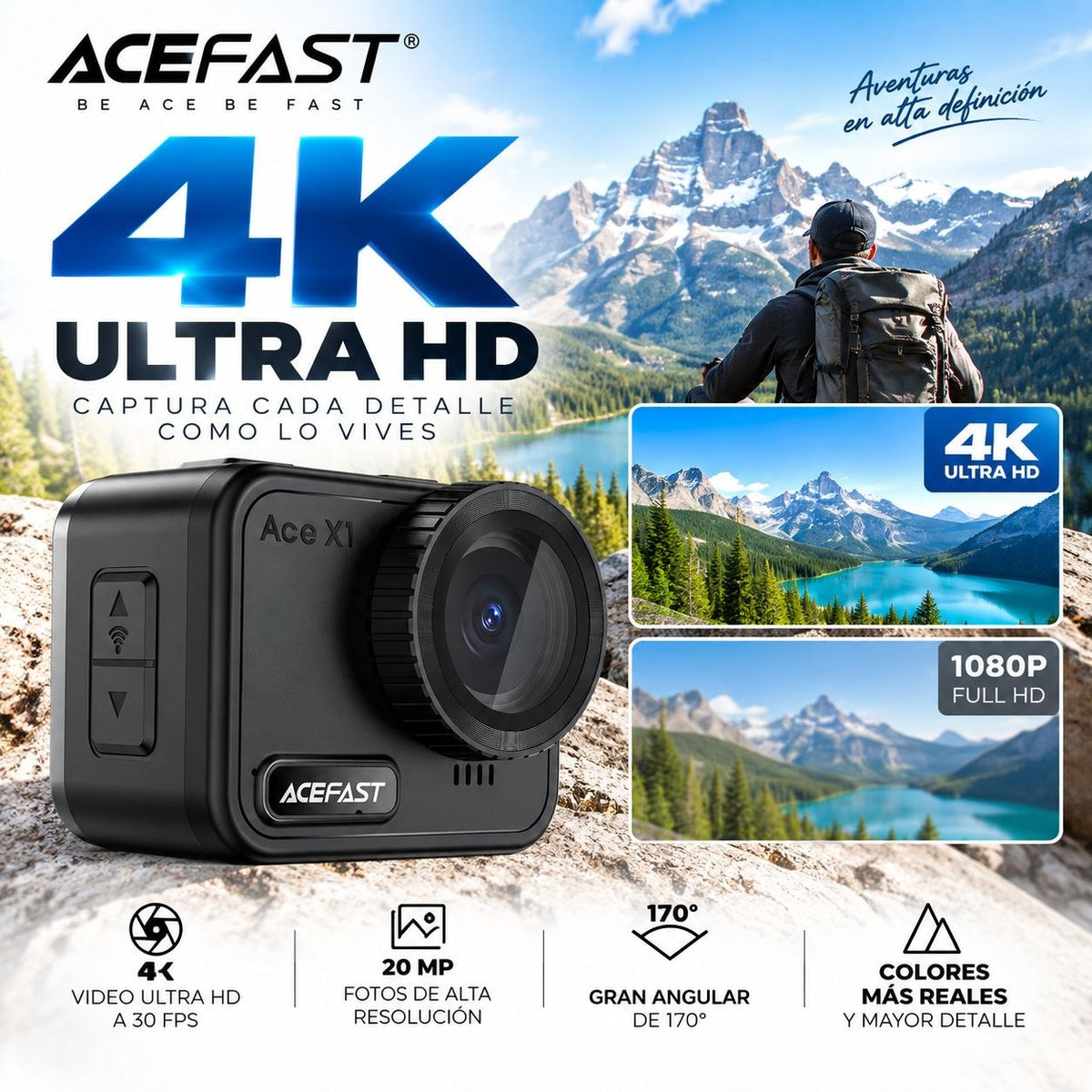 ACEFAST X1 Cámara Sport 4K Sumergible