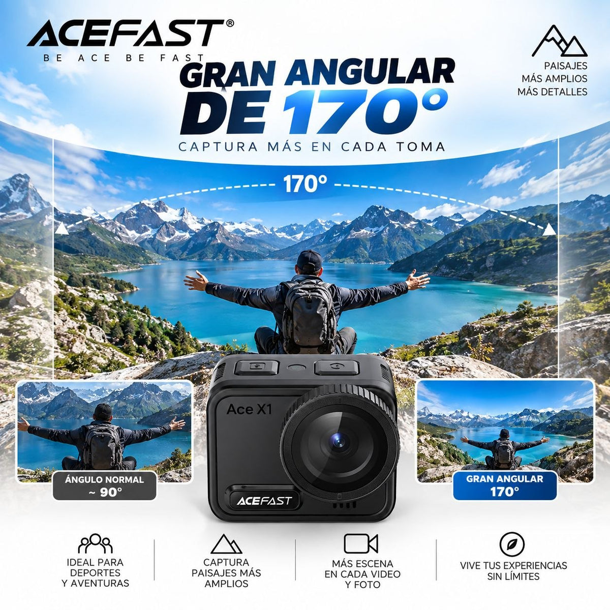 ACEFAST X1 Cámara Sport 4K Sumergible