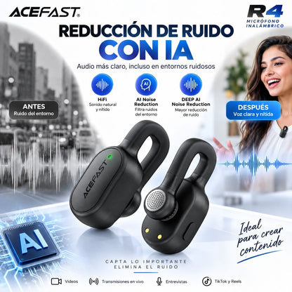 ACEFAST R4 Micrófono Dual de doble receptor de solapa