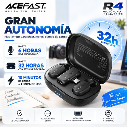 ACEFAST R4 Micrófono Dual de doble receptor de solapa